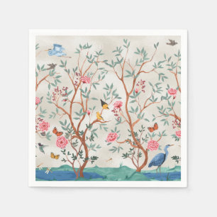 Chinoiserie Muurschildering met Reigers en Bloemen Servet