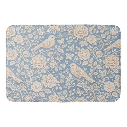 Chinoiserie naadloos patroon van vogels en bloemen badmat (Voorkant)