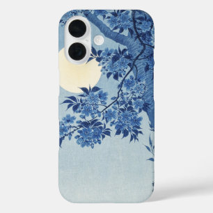 Chinoiserie Navy Blau Kersenbloesem & Volle Maan iPhone 16 Hoesje