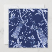 Chinoiserie Navy Blue Peacock Butterfly Hexagon Kaart (Achterkant)