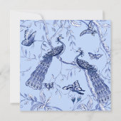 Chinoiserie Navy Blue Peacock Butterfly Hexagon Kaart (Achterkant)