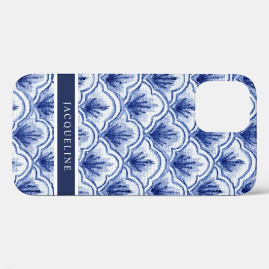 Chinoiserie Navy Blue Shell  Aziatisch Patroon Case-Mate iPhone Case (Achterkant (horizontaal))