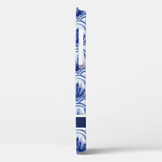 Chinoiserie Navy Blue Shell  Aziatisch Patroon Case-Mate iPhone Case (Achterkant / Links)
