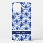 Chinoiserie Navy Blue Shell  Aziatisch Patroon Case-Mate iPhone Case (Achterkant)