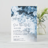 Chinoiserie Navy Blue White Floral Script Foto Save The Date (Staand voorkant)