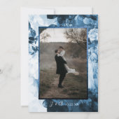 Chinoiserie Navy Blue White Floral Script Foto Save The Date (Achterkant)