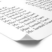 Chinoiserie Navy Blue White Floral Seating Chart Poster (Hoek)