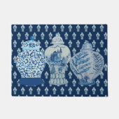 Chinoiserie Navy Blue White Ginger Jars Deurmat (Voorkant)