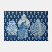Chinoiserie Navy Blue White Ginger Jars Jar Deurmat (Voorkant)