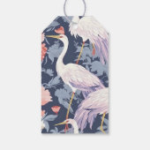 Chinoiserie Navy Floral Egret Cadeaulabel (Achterkant)