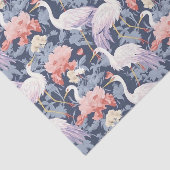 Chinoiserie Navy Floral Egret Tissuepapier (Detail)