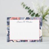 Chinoiserie Navy Floral Gret gepersonaliseerd Bedankkaart (Staand voorkant)