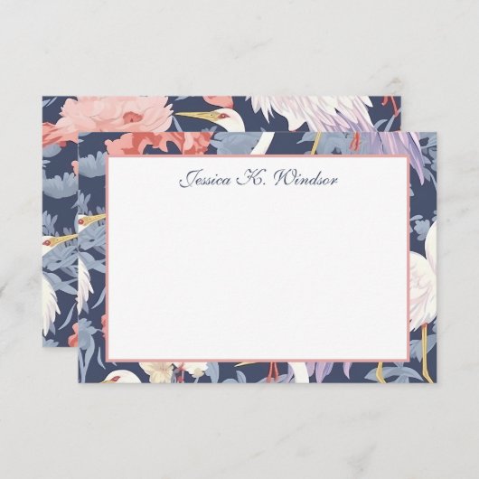 Chinoiserie Navy Floral Gret gepersonaliseerd Bedankkaart (Voorkant / Achterkant)
