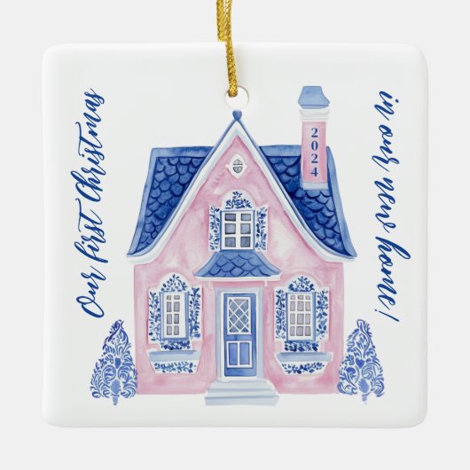 Chinoiserie New Home Eerste kerst Ornament (Voorkant)