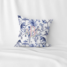 Chinoiserie Oerwoud Toile | Blauw-wit monogram
