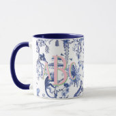 Chinoiserie Oerwoud Toile | Blauw-wit monogram Mok (Links)