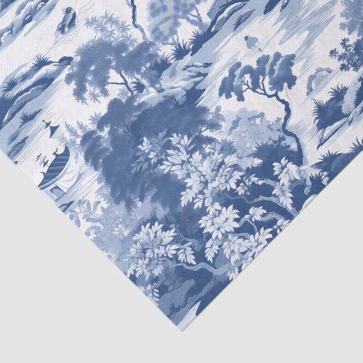 Chinoiserie Oosterse Landschapsschilderij Decoupag Tissuepapier (Detail)