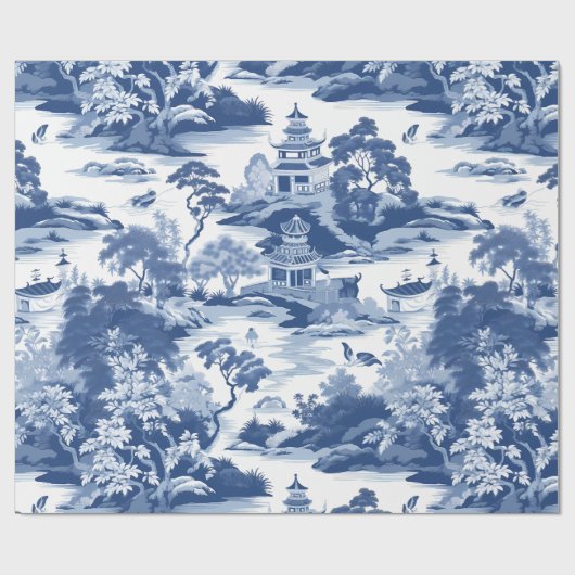 Chinoiserie Oosterse landschapsschildering Cadeaupapier (Vlak)