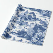 Chinoiserie Oosterse landschapsschildering Cadeaupapier (Uitgerold)