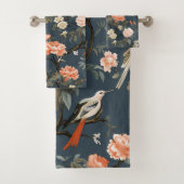Chinoiserie op Denim Blue Bad Handdoek (Insitu)