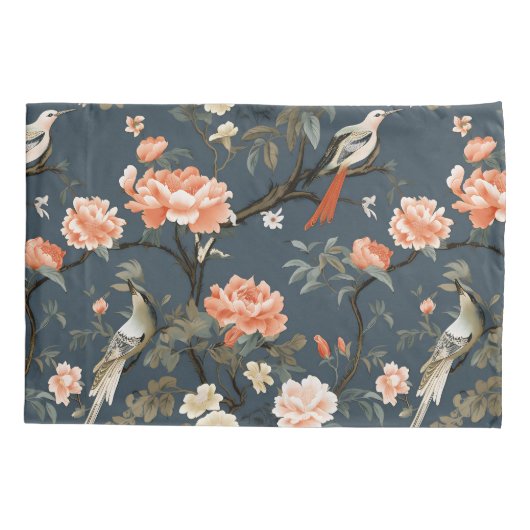 Chinoiserie op Denim Blue Kussensloop (Achterkant)