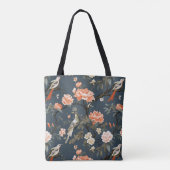 Chinoiserie op Denim Blue Tote Bag (Achterkant)