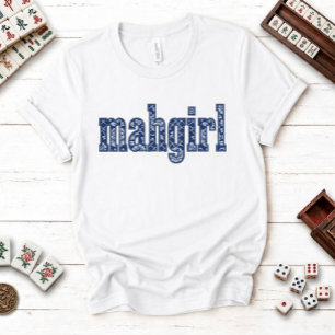 Chinoiserie op maat met naam Mahgirl achterop T-shirt