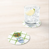 Chinoiserie Oranje Citrus Topiary Ronde Kartonnen Onderzetter (Insitu)