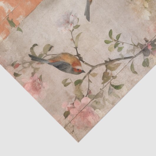 Chinoiserie Oranje Sherbet Collage Tissuepapier (Detail)