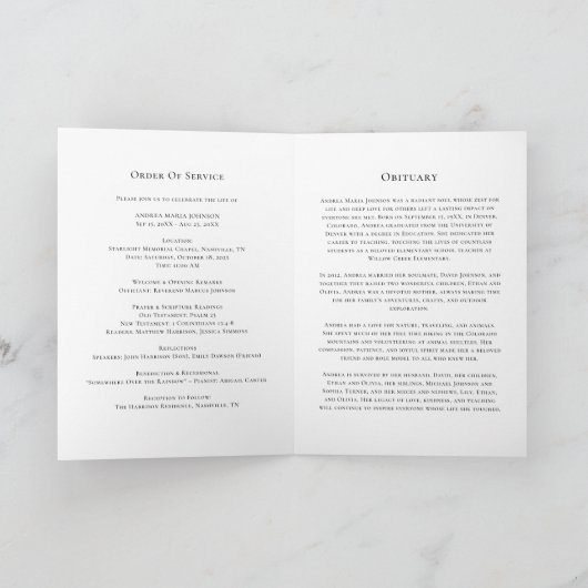 Chinoiserie Order of Service uitvaartprogramma (Binnen)