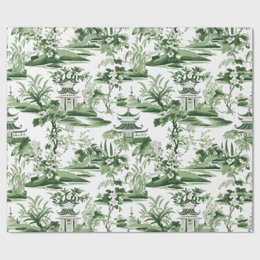 Chinoiserie Orient Landschapsschilderij Decoupage Cadeaupapier (Vlak)