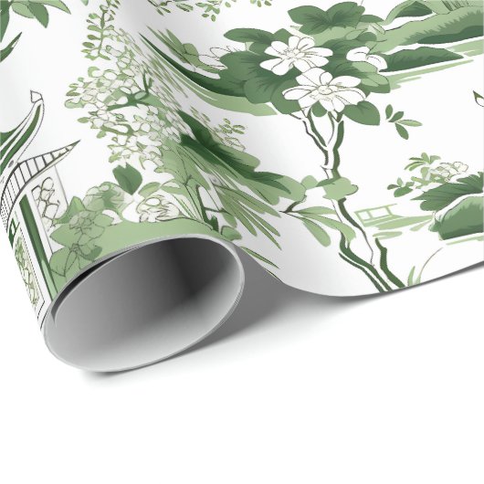 Chinoiserie Orient Landschapsschilderij Decoupage Cadeaupapier (Rol Hoek)