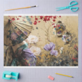 Chinoiserie Oriental Lady Portret & Bloemen Tissuepapier (Craft)