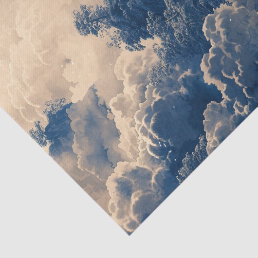 Chinoiserie Oriental Temple Blue Decoupage Tissuepapier (Detail)