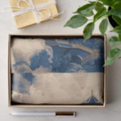 Chinoiserie Oriental Temple Blue Decoupage Tissuepapier (Geschenk)