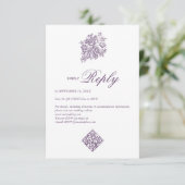 Chinoiserie Paarse Boeket Victoriaans bruiloft RSV Informatiekaartje (Staand voorkant)