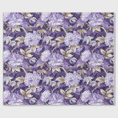 Chinoiserie Paarse gouden bloemschilderij Cadeaupapier (Vlak)