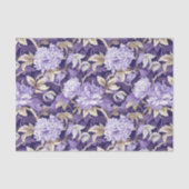 Chinoiserie Paarse gouden bloemschilderij Decoupag Tissuepapier (Voorkant)