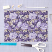 Chinoiserie Paarse gouden bloemschilderij Decoupag Tissuepapier (Craft)