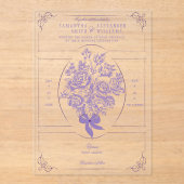 Chinoiserie Paarse Rozen Boeket Victoriaans bruilo Acryl Uitnodigingen (Voorkant)