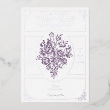 Chinoiserie Paarse Rozen Boeket Victoriaans bruilo