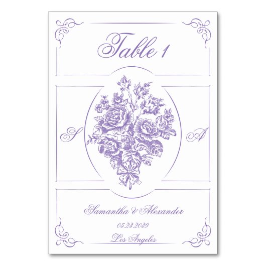 Chinoiserie Paarse Rozen Boeket Victoriaans bruilo Kaart (Achterkant)