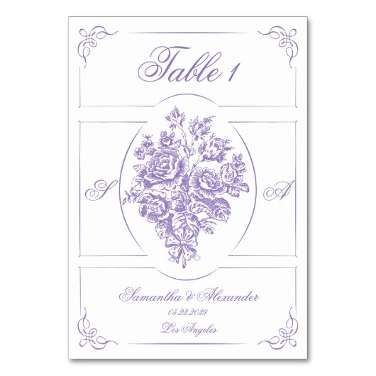 Chinoiserie Paarse Rozen Boeket Victoriaans bruilo Kaart (Voorkant)