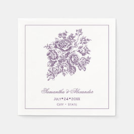 Chinoiserie Paarse Rozen Boeket Victoriaans bruilo Servet