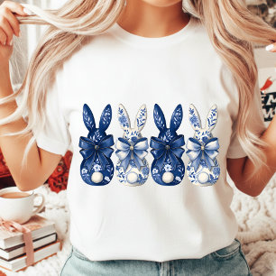 Chinoiserie Paashaas Blauw Witte Bloem Pascha Tri-Blend Shirt