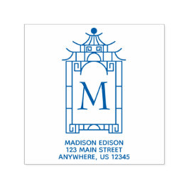 Chinoiserie Pagoda Adres Self Inking Stamp Zelfinktende Stempel