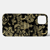 Chinoiserie Pagoda Black en Gold iPhone Case (Achterkant (horizontaal))