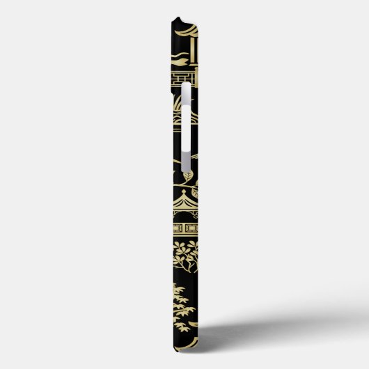 Chinoiserie Pagoda Black en Gold iPhone Case (Achterkant / Links)