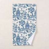 Chinoiserie Pagoda Blauw op Wit Bad Handdoek (Handdoek)