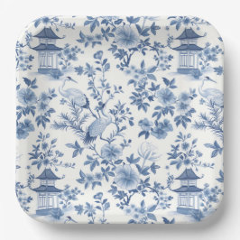 Chinoiserie Pagoda Crane Papieren Bordje